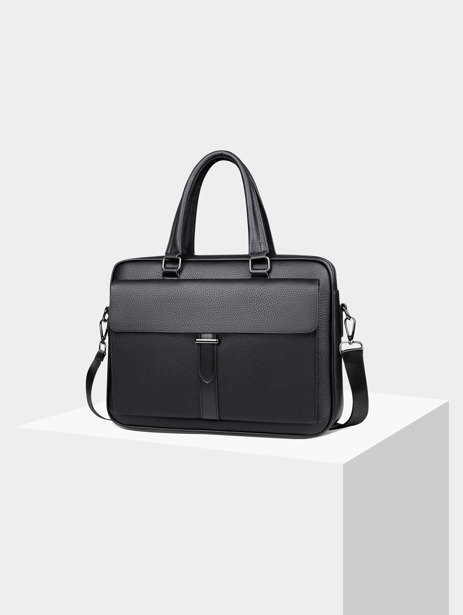 Men's Black Buckle Classic Briefcase (1)