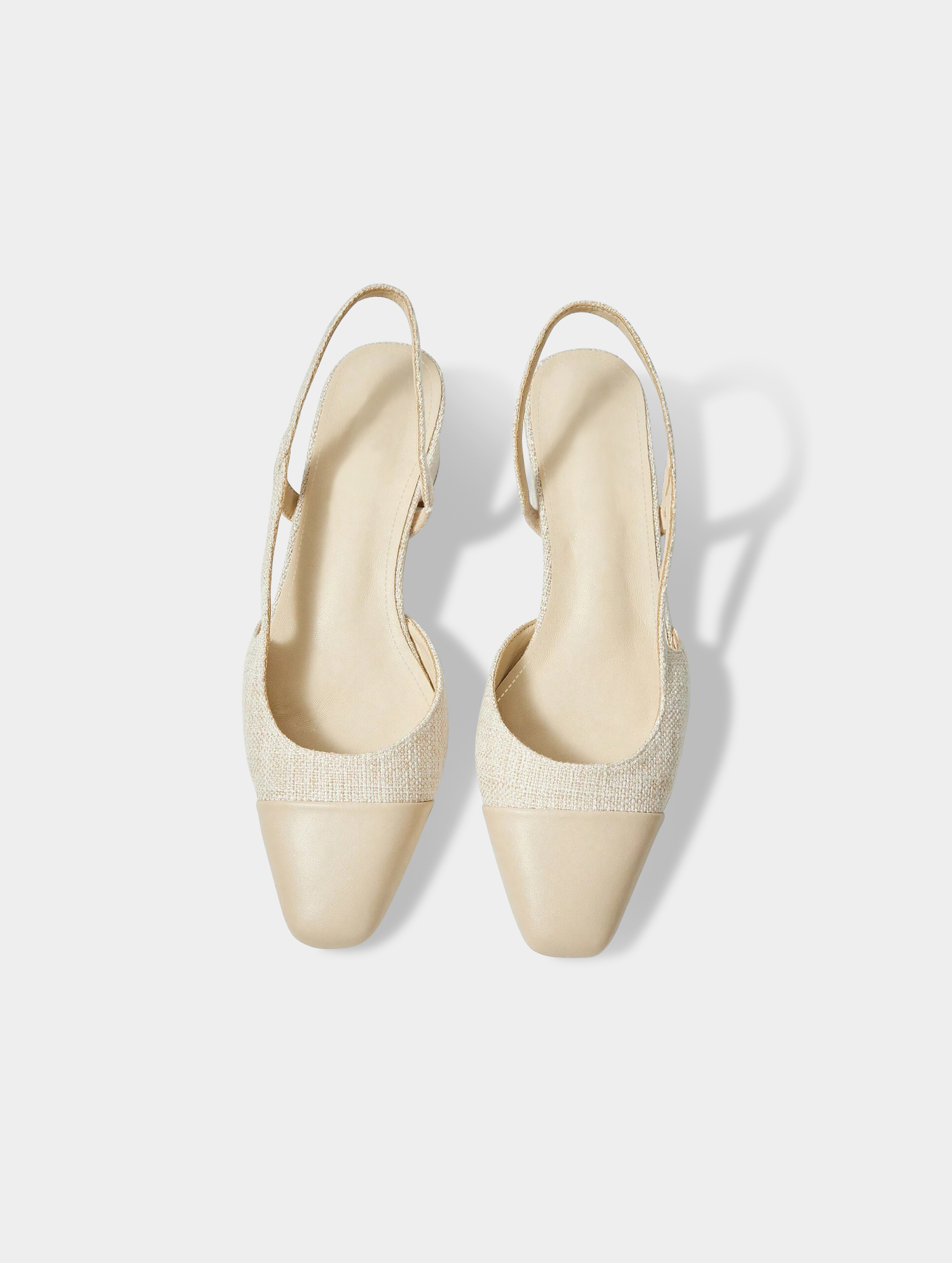 Women's Beige Point Toe Slingback Heels (2)