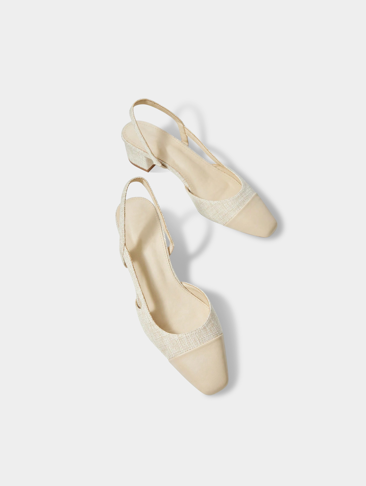 Women's Beige Point Toe Slingback Heels (3)