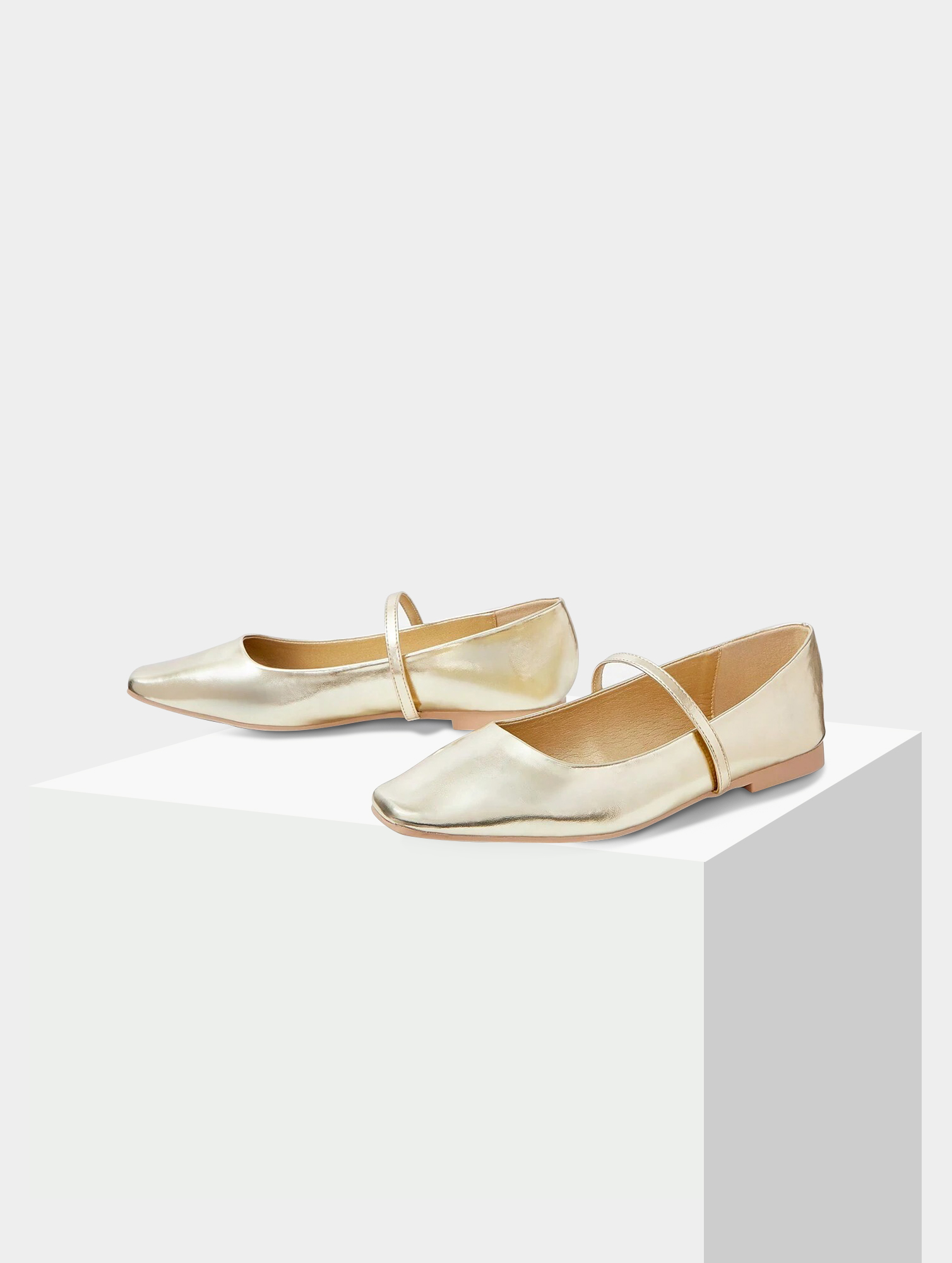 Women's Gold Ankle Strap Flats (1)