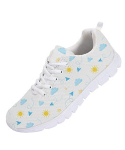 Paper Plane Sun Clouds And Stars On White Background Running Shoes Sport Sneakers