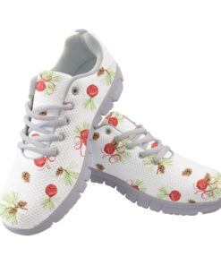 Pine Cones Spruce And Xmas Bells On White Background Running Shoes Sport Sneakers