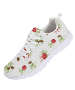 Pine Cones Spruce And Xmas Bells On White Background Running Shoes Sport Sneakers