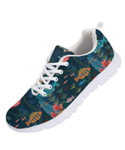 Pattern Of Aquarium Life With Colorful Fishes And Sea Weeds Swimming Running Shoes Sport Sneakers