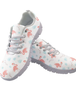 Pink Flamingo With Tropical Blue Leaves Running Shoes Sport Sneakers