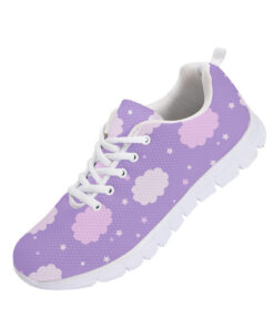 Pastel Pink Clouds And Stars On Lilac Background Running Shoes Sport Sneakers