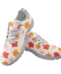 Pastel Pink Red And Orange Maple Leaves Pattern Running Shoes Sport Sneakers