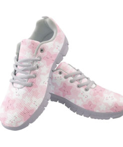 Pastel Pink And White Star Smiling Faces Pattern Running Shoes Sport Sneakers