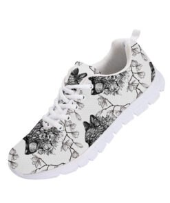 Nature Flowers And Black Wolfs Head Running Shoes Sport Sneakers