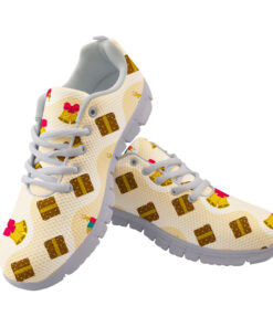 Pastel Orange Wavy Background Reindeer Brown Gift Boxes And Bells Running Shoes Sport Sneakers