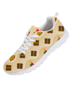 Pastel Orange Wavy Background Reindeer Brown Gift Boxes And Bells Running Shoes Sport Sneakers