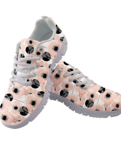 Pastel Pink Poppy Floral Pattern Illustration Running Shoes Sport Sneakers