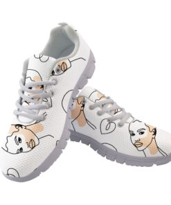 Pastel Shaped Abstract One Line Drawing Women Portrait Running Shoes Sport Sneakers