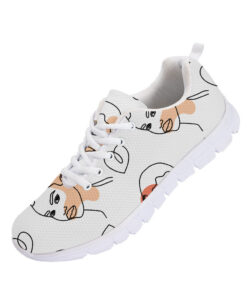 Pastel Shaped Abstract One Line Drawing Women Portrait Running Shoes Sport Sneakers