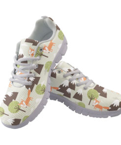 Pattern Of Foxes Mountains And Trees Hand Drawn Overlapping Backdrop Running Shoes Sport Sneakers