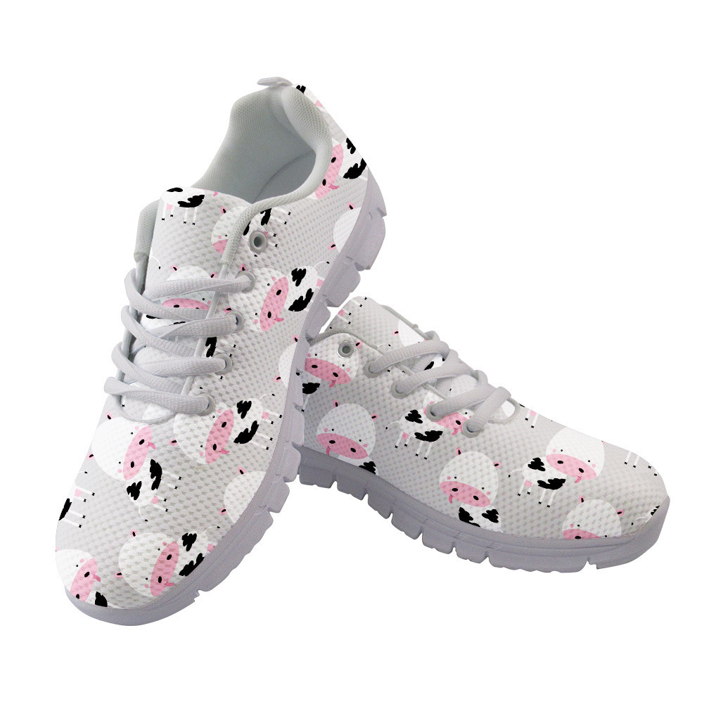 638633964823398402.jpg Pink Cartoon Face Of Cow On Yellow Running Shoes Sport Sneakers