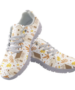 Peaceful House And Autumn Leaves In Brown And Beige Running Shoes Sport Sneakers