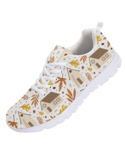 Peaceful House And Autumn Leaves In Brown And Beige Running Shoes Sport Sneakers